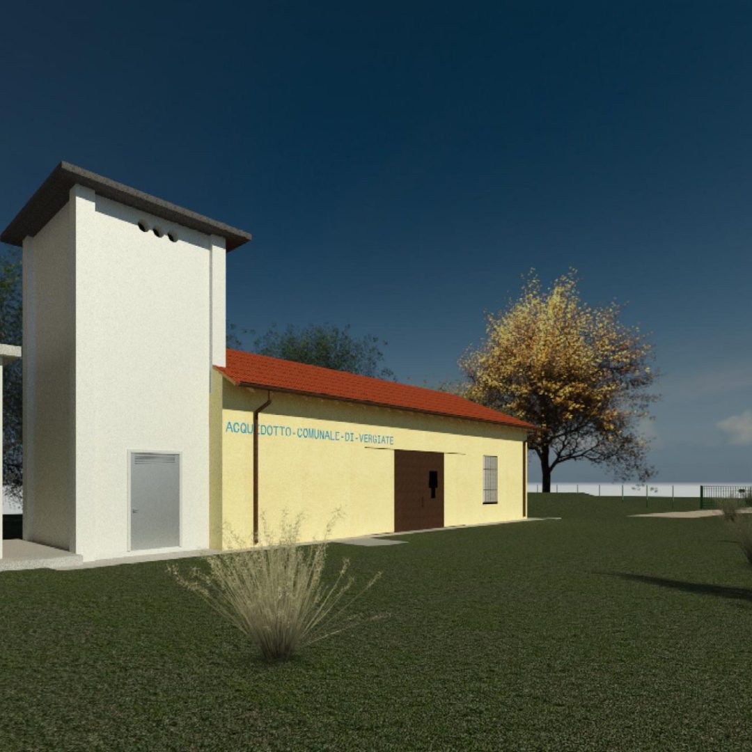 serbatoio fontanone rendering 3D prospetto nord ovest